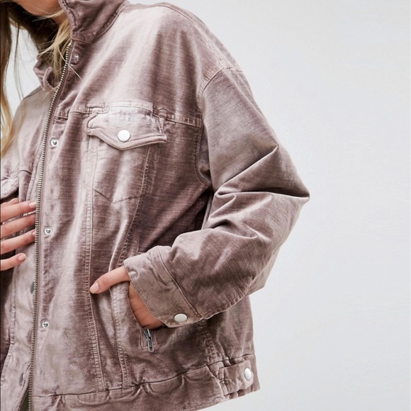 Free people velvet trucker jacket xs/small oversized fit - Picture 2 of 4